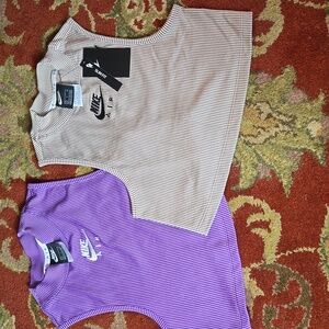 Nike Air Purple +Tan Ribbed Slim Fit Crop Top